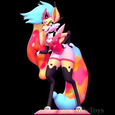 co3d - beezlebub helluva boss furry female anthro chicken wing food pinup canine wolf demon hell queen bee honey 3d print model - Mito3D