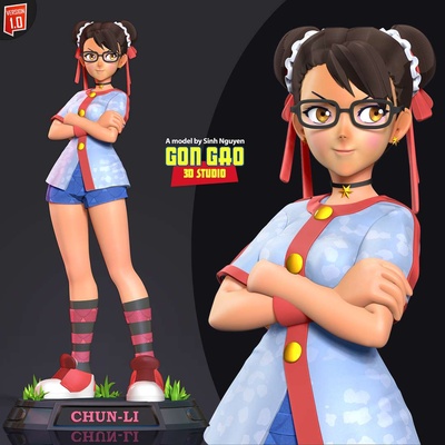 co3d chun li prêt to bats capcom rue combattant guerrier 3dprinting 3dprint statue figure stylisé femelle 3d print model - Mito3D
