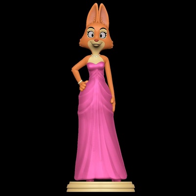 co3d diane foxington in pembe elbise kötü beyler tilki kadın kürklü 3d print model - Mito3D