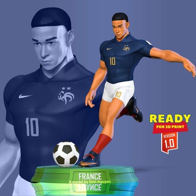 co3d kylian mbappé fútbol fifa francia psg 3dprint estatua figura 3dprinting mundo taza 3d print model - Mito3D