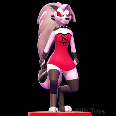 co3d - loona angry helluva boss anthro female gothic dress wolf canine 3d print model - Mito3D