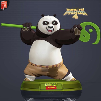 co3d mestre po kung fu panda 4 urso pelúcia desenho animado admirador arte 3dprint estátua figura 3dprinting animal 3d print model - Mito3D