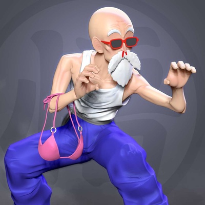 co3d meister roshi bereit to kampf jackie chun drachen ball karikatur sohn goku anime manga 3dprint 3dprinting statue zahl 3d print model - Mito3D