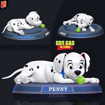 co3d - penny 101 dalmatians dog cartoon rolly 3dprint statue figure 3dprinting cute dalmatian puppy boy kid 3d print model - Mito3D