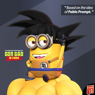 co3d son goku günstling schergen verabscheuungswürdig me charakter karikatur drachen ball fan art 3dprint statue zahl 3dprinting niedlich 3d print model - Mito3D