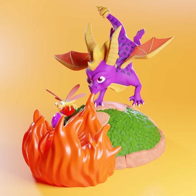 co3d spyro faíscas stl jogos ps1 dragão 3d print model - Mito3D