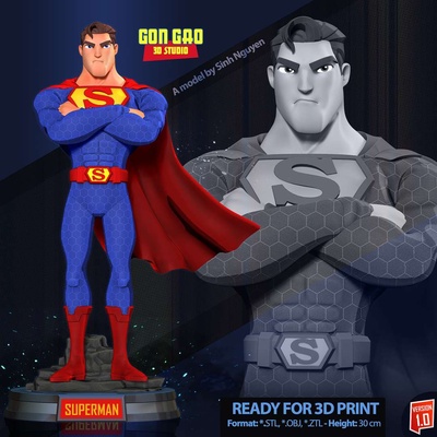 co3d super homen admirador arte dc histórias quadrinhos heroi figura estátua 3dprint 3dprinting escultura 3d print model - Mito3D