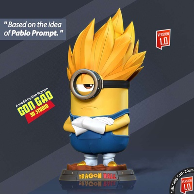 co3d - vegeta minion minions despicable character cartoon dragon ball fanart 3dprint statue figure 3dprinting cute 3d print model - Mito3D