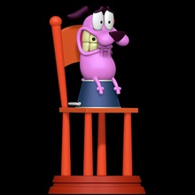 co3d - courage cowardly dog canine pink chair bucket 3d print model - Mito3D