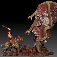 diorama he man diabo homem esqueleto escoteiro gato batalha guerreiro eternia Caveira cinza serpente cobra base 3d print model - Mito3D