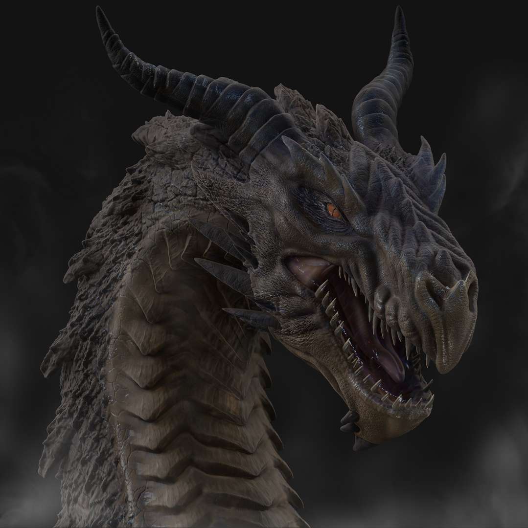 dragon bust drag busto criatura fantasia fantasy creature 3D print model - Mito3D