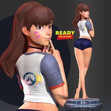 co3d dva fanart overwatch stylisé jeu personnage 3dprint statue figure 3dprinting fille mignonne femme 3d print model - Mito3D