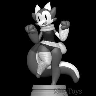 evelyn female furry anthro womna dancing old cartoon black white 3d print model - Mito3D