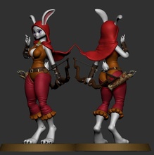 co3d - female archer rabbit harengon d&d woman sexy dungeons dragons dnd 3d printing hot bunny haregon miniature bow cute humanoid 3d print model - Mito3D