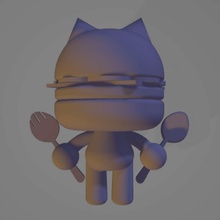 co3d - hamburger kitty 2 cute 3d print model - Mito3D
