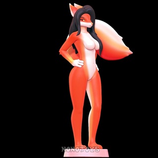 caliente zorro sfw hembra peludo antro fuego naranja 3d print model - Mito3D