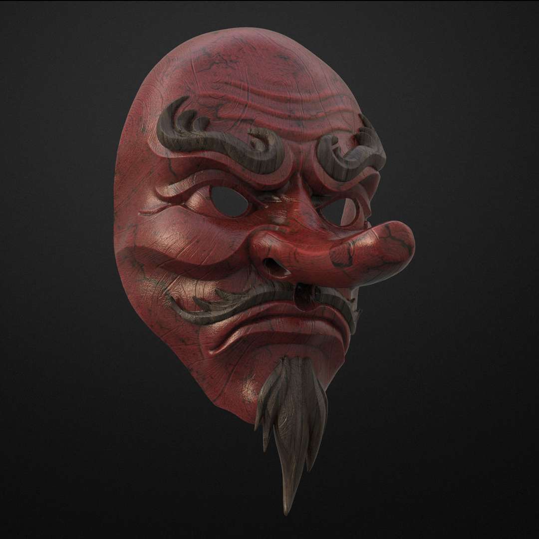 co3d - japanese tengu mask 3d print model samurai onimask oni demon japan halloween cosplay kabuki kabuto noh nohmask ghost tsushima hannya bushido mempo 3D print model - Mito3D