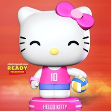 co3d - kitty play volleyball cat kitten 3dprint statue figure 3dprinting cute girl animal 3d print model - Mito3D
