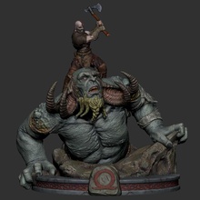 co3d kratos vs troll gow dios of guerra diorama papa noel monica estación juegos sony 3d print model - Mito3D
