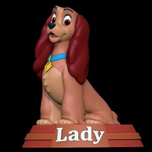 senhora vagabundo trunfo Disney fêmea cão canino 3d print model - Mito3D