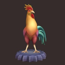 lowpoly rooster decora animal fazenda 3d print model - Mito3D