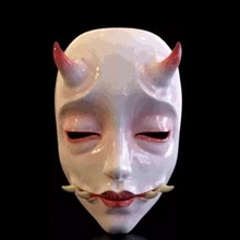 máscara Japón japonés horror estilo Víspera Santos 3d print model - Mito3D