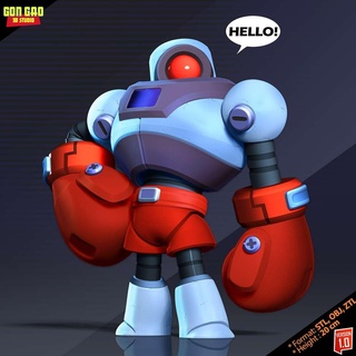 mischia robot rissa stelle cyborg carattere cartone animato 3dprint statua figura 3dprinting scifi 3d print model - Mito3D