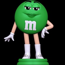 ms green - m&m candy female anthro 3d print model - Mito3D