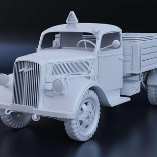 co3d - opel blitz truck ww ii separated parts 3d printing wwii world war print printer 2 military vehicle army large-truck soldier gun shovel cabin tire wheel hubcap 3d print model - Mito3D
