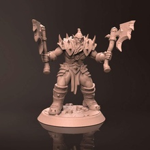 co3d orc baroque miniature 3d 3dprint tebletop masculin figurine rpg fantaisie ax assassin 3d print model - Mito3D