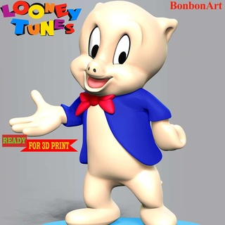 porky pig - looney tunes animated character cute 3dprint 3dprinting statue anime comic figurines kid art manga fanart 3d print model - Mito3D