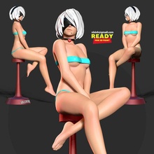 co3d - relax time nier automata 2b girl fantasy fanart game character 3dprint statue figure 3dprinting 3d print model - Mito3D