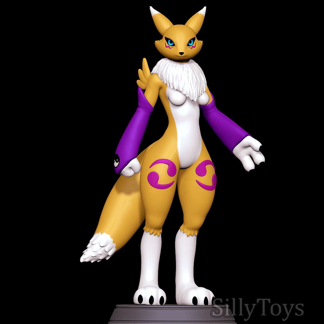 co3d renamon digimon weiblich pelzig anthro tier monster dick 3D print model - Mito3D