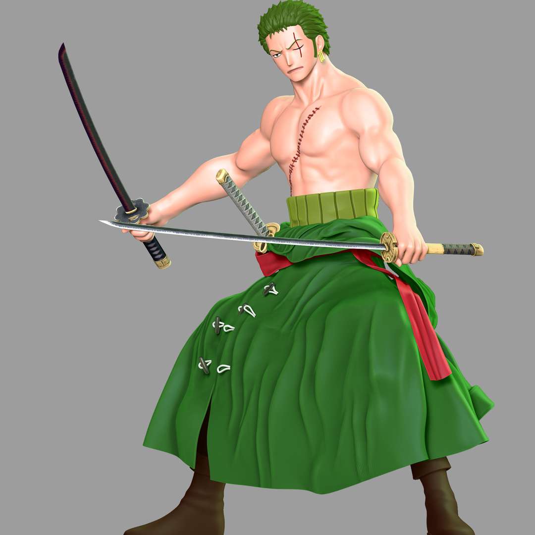 roronoa zoro fanart épée anime manga 3dprint 3dprinting figure statue dessin animé bande dessinée art animal personnage jeu conception personnages 3D print model - Mito3D