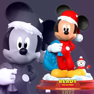 papai noel mickey rato Disney desenho animado Natal natal boneco neve 3dprint estátua figura 3dprinting fofa 3d print model - Mito3D