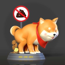 shiba criptovaluta cane animale carina cartone animato 3dprint bitcoin moneta figura statua 3d print model - Mito3D
