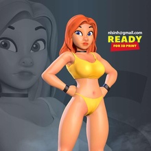 co3d fuerte niña dibujos animados hembra estilizado lindo personaje súper superchica 3dprint estatua figura 3dprinting 3d print model - Mito3D