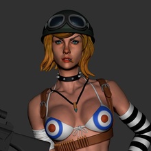 tank girl guerra mulher 3d zbrush estudo 3d print model - Mito3D