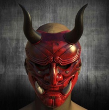 co3d blanco muerte máscara oni 3d impresión modelo víspera santos cosplay bushido kabuki kabuto anime japón h mempo nohmask entrenar samurai bala 3d print model - Mito3D