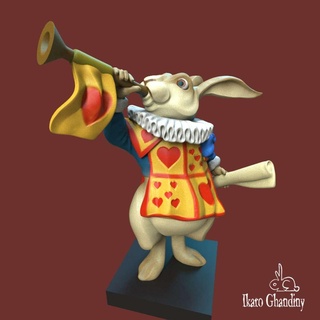co3d beyaz tavşan alice harikalar diyarı withe icarus gandi sanat oyuncak koleksiyon heykel statü artoy 3d print model - Mito3D