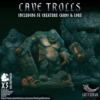 3x cave trolls suttungr miniatures 3d print model - Mito3D