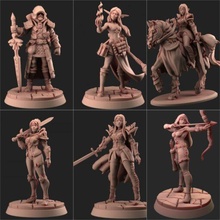 6 femelle aventuriers + 1 Masculin soldat 3d print model - Mito3D