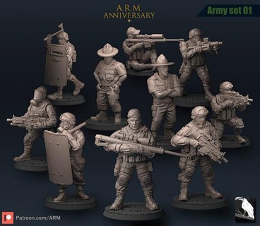 esercito impostato albinoraven miniature 3d print model - Mito3D