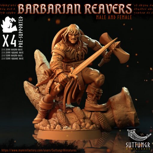 barbare faucheuses 32mm costume miniatures 3D print model - Mito3D