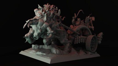 chaos dwarf chariot ing model stl home miniatures raven twin 3d print model - Mito3D