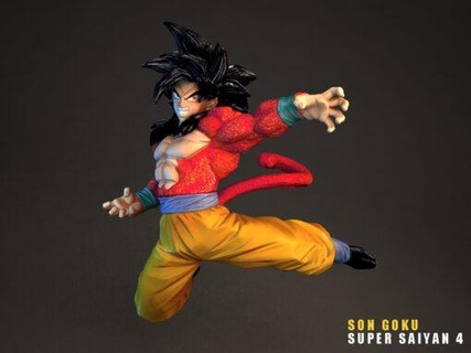 Goku super saiyan 4 modelo stl anime Dragão bola 3d print model - Mito3D