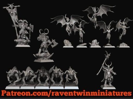 july 2021 fantasy raven twin miniatures 3d print model - Mito3D