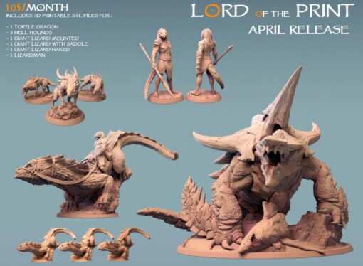 lop 202004 hellhounds turtle dragon 3D print model - Mito3D