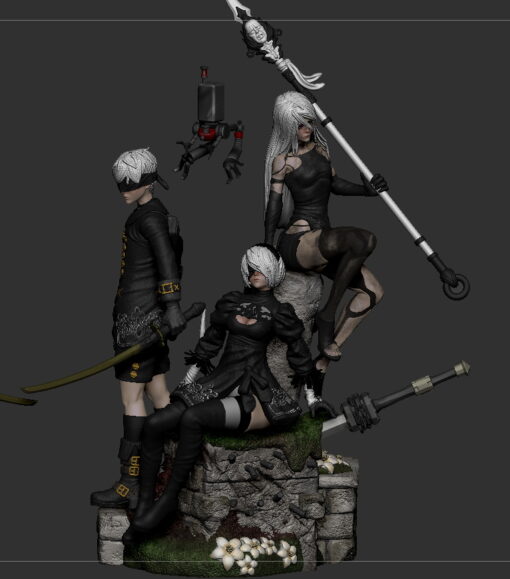 nier automates 2b+9s+a2 ing modèle stl accueil maison anime 3D print model - Mito3D