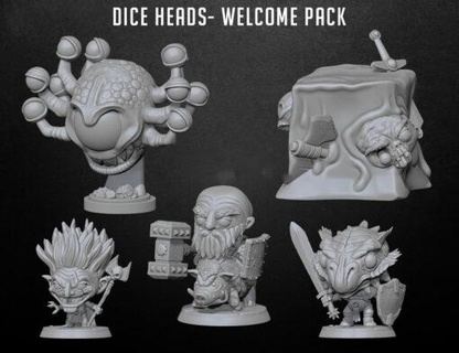 pack dice heads miniatures 3d print model - Mito3D
